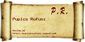 Pupics Rufusz névjegykártya